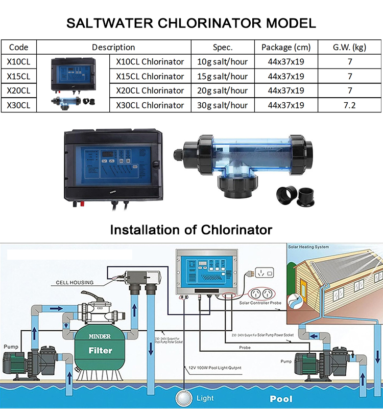 clorador de agua salada para piscina
